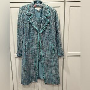 Vintage Doncaster tweed silt blend coat suit size 12